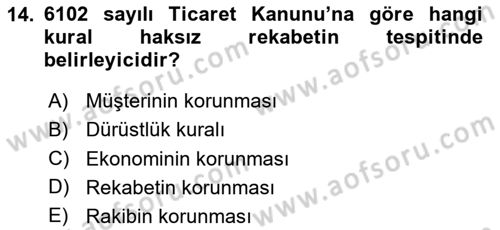 Tasarım Etiği ve Hukuku Dersi 2024 - 2025 Yılı (Final) Dönem Sonu Sınav Soruları 14. Soru