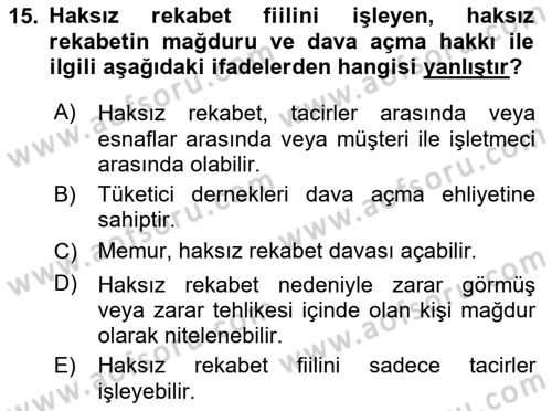 Tasarım Etiği ve Hukuku Dersi 2024 - 2025 Yılı (Final) Dönem Sonu Sınav Soruları 15. Soru
