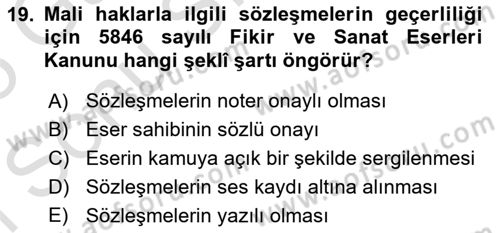 Tasarım Etiği ve Hukuku Dersi 2024 - 2025 Yılı (Final) Dönem Sonu Sınav Soruları 19. Soru