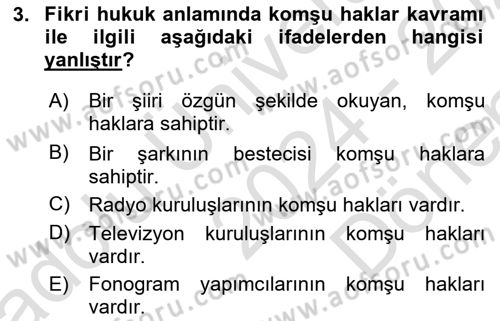 Tasarım Etiği ve Hukuku Dersi 2024 - 2025 Yılı (Final) Dönem Sonu Sınav Soruları 3. Soru