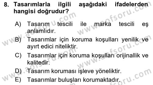 Tasarım Etiği ve Hukuku Dersi 2024 - 2025 Yılı (Final) Dönem Sonu Sınav Soruları 8. Soru