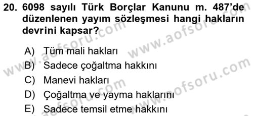 Tasarım Etiği ve Hukuku Dersi 2024 - 2025 Yılı Yaz Okulu Sınav Soruları 20. Soru