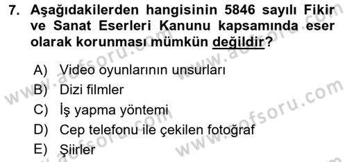 Tasarım Etiği ve Hukuku Dersi 2024 - 2025 Yılı Yaz Okulu Sınav Soruları 7. Soru