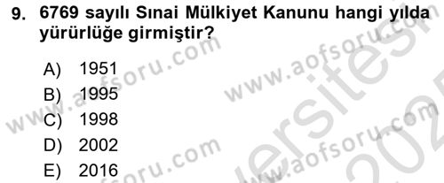 Tasarım Etiği ve Hukuku Dersi 2024 - 2025 Yılı Yaz Okulu Sınav Soruları 9. Soru