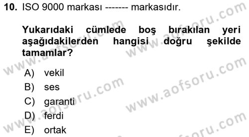 Tasarım Etiği ve Hukuku Dersi 2025 - 2026 Yılı (Final) Dönem Sonu Sınav Soruları 10. Soru