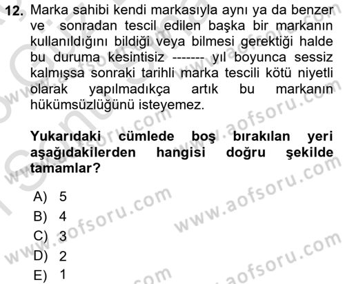 Tasarım Etiği ve Hukuku Dersi 2025 - 2026 Yılı (Final) Dönem Sonu Sınav Soruları 12. Soru