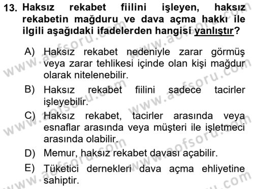 Tasarım Etiği ve Hukuku Dersi 2025 - 2026 Yılı (Final) Dönem Sonu Sınav Soruları 13. Soru