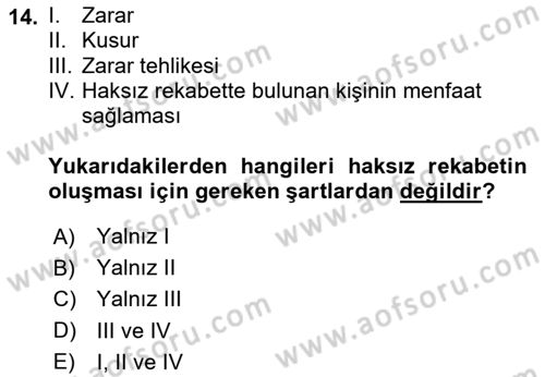 Tasarım Etiği ve Hukuku Dersi 2025 - 2026 Yılı (Final) Dönem Sonu Sınav Soruları 14. Soru