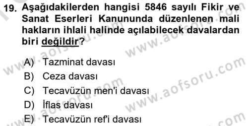 Tasarım Etiği ve Hukuku Dersi 2025 - 2026 Yılı (Final) Dönem Sonu Sınav Soruları 19. Soru