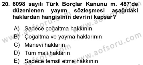 Tasarım Etiği ve Hukuku Dersi 2025 - 2026 Yılı (Final) Dönem Sonu Sınav Soruları 20. Soru