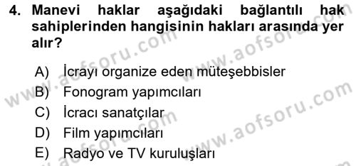 Tasarım Etiği ve Hukuku Dersi 2025 - 2026 Yılı (Final) Dönem Sonu Sınav Soruları 4. Soru