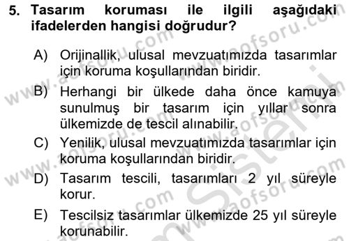 Tasarım Etiği ve Hukuku Dersi 2025 - 2026 Yılı (Final) Dönem Sonu Sınav Soruları 5. Soru