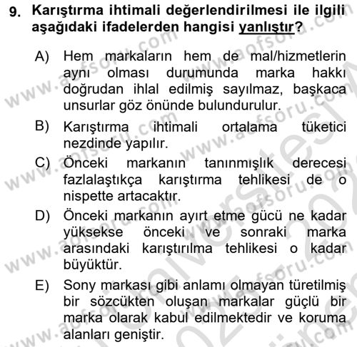 Tasarım Etiği ve Hukuku Dersi 2025 - 2026 Yılı (Final) Dönem Sonu Sınav Soruları 9. Soru