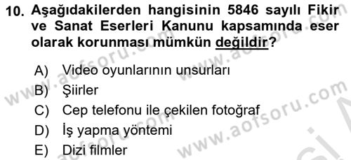 Tasarım Etiği ve Hukuku Dersi 2025 - 2026 Yılı Yaz Okulu Sınav Soruları 10. Soru