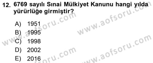 Tasarım Etiği ve Hukuku Dersi 2025 - 2026 Yılı Yaz Okulu Sınav Soruları 12. Soru