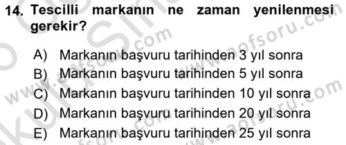 Tasarım Etiği ve Hukuku Dersi 2025 - 2026 Yılı Yaz Okulu Sınav Soruları 14. Soru