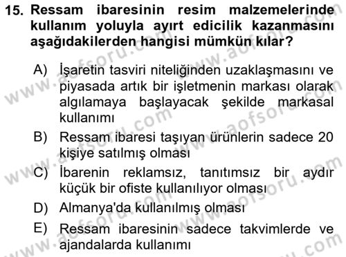 Tasarım Etiği ve Hukuku Dersi 2025 - 2026 Yılı Yaz Okulu Sınav Soruları 15. Soru