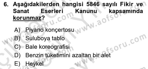 Tasarım Etiği ve Hukuku Dersi 2025 - 2026 Yılı Yaz Okulu Sınav Soruları 6. Soru
