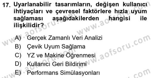 Yapay Zeka Ve Tasarım Dersi 2024 - 2025 Yılı (Vize) Ara Sınav Soruları 17. Soru