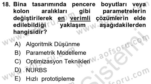Yapay Zeka Ve Tasarım Dersi 2024 - 2025 Yılı (Vize) Ara Sınav Soruları 18. Soru