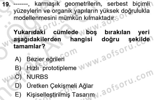 Yapay Zeka Ve Tasarım Dersi 2024 - 2025 Yılı (Vize) Ara Sınav Soruları 19. Soru