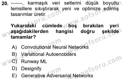 Yapay Zeka Ve Tasarım Dersi 2024 - 2025 Yılı (Vize) Ara Sınav Soruları 20. Soru
