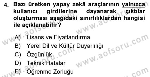 Yapay Zeka Ve Tasarım Dersi 2024 - 2025 Yılı (Vize) Ara Sınav Soruları 4. Soru