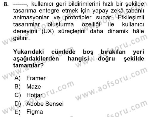 Yapay Zeka Ve Tasarım Dersi 2024 - 2025 Yılı (Vize) Ara Sınav Soruları 8. Soru