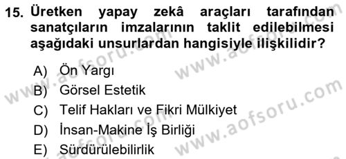 Yapay Zeka Ve Tasarım Dersi 2024 - 2025 Yılı (Final) Dönem Sonu Sınav Soruları 15. Soru