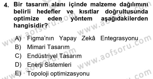 Yapay Zeka Ve Tasarım Dersi 2024 - 2025 Yılı (Final) Dönem Sonu Sınav Soruları 4. Soru