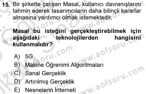 Yapay Zeka Ve Tasarım Dersi 2024 - 2025 Yılı Yaz Okulu Sınav Soruları 15. Soru