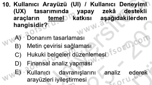 Yapay Zeka Ve Tasarım Dersi 2025 - 2026 Yılı (Vize) Ara Sınav Soruları 10. Soru