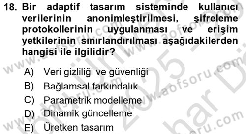 Yapay Zeka Ve Tasarım Dersi 2025 - 2026 Yılı (Vize) Ara Sınav Soruları 18. Soru