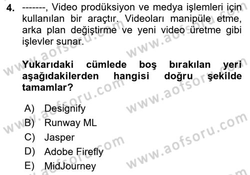 Yapay Zeka Ve Tasarım Dersi 2025 - 2026 Yılı (Vize) Ara Sınav Soruları 4. Soru