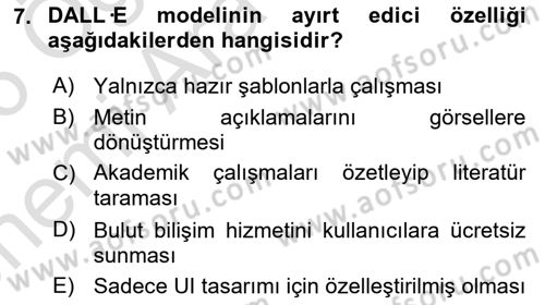 Yapay Zeka Ve Tasarım Dersi 2025 - 2026 Yılı (Vize) Ara Sınav Soruları 7. Soru