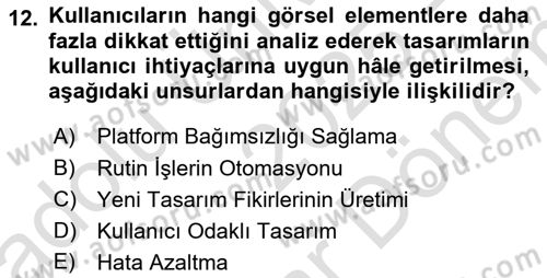 Yapay Zeka Ve Tasarım Dersi 2025 - 2026 Yılı (Final) Dönem Sonu Sınav Soruları 12. Soru