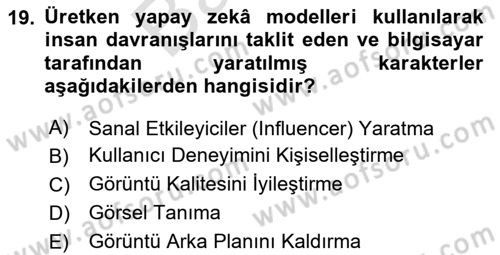 Yapay Zeka Ve Tasarım Dersi 2025 - 2026 Yılı (Final) Dönem Sonu Sınav Soruları 19. Soru