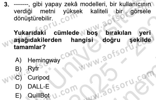 Yapay Zeka Ve Tasarım Dersi 2025 - 2026 Yılı (Final) Dönem Sonu Sınav Soruları 3. Soru