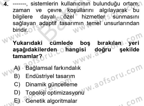 Yapay Zeka Ve Tasarım Dersi 2025 - 2026 Yılı (Final) Dönem Sonu Sınav Soruları 4. Soru
