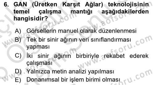 Yapay Zeka Ve Tasarım Dersi 2025 - 2026 Yılı (Final) Dönem Sonu Sınav Soruları 6. Soru