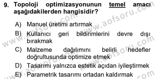Yapay Zeka Ve Tasarım Dersi 2025 - 2026 Yılı Yaz Okulu Sınav Soruları 9. Soru