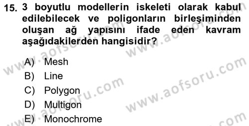 Dijital Oyun Tasarımı Dersi 2024 - 2025 Yılı (Vize) Ara Sınav Soruları 15. Soru