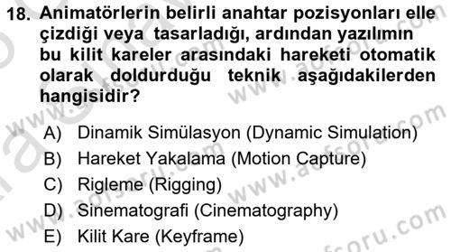 Dijital Oyun Tasarımı Dersi 2024 - 2025 Yılı (Vize) Ara Sınav Soruları 18. Soru