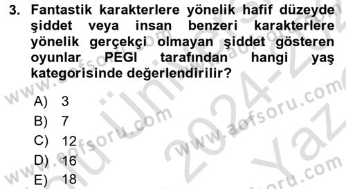 Dijital Oyun Tasarımı Dersi 2024 - 2025 Yılı Yaz Okulu Sınav Soruları 3. Soru