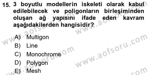 Dijital Oyun Tasarımı Dersi 2025 - 2026 Yılı (Vize) Ara Sınav Soruları 15. Soru