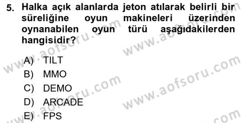 Dijital Oyun Tasarımı Dersi 2025 - 2026 Yılı (Vize) Ara Sınav Soruları 5. Soru