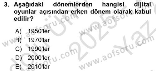 Dijital Oyun Tasarımı Dersi 2025 - 2026 Yılı Yaz Okulu Sınav Soruları 3. Soru