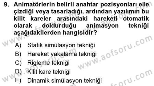 Dijital Oyun Tasarımı Dersi 2025 - 2026 Yılı Yaz Okulu Sınav Soruları 9. Soru