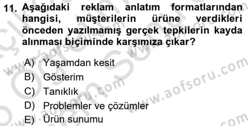 Reklam Tasarım Ve Uygulamaları Dersi 2024 - 2025 Yılı (Final) Dönem Sonu Sınav Soruları 11. Soru