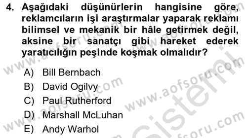 Reklam Tasarım Ve Uygulamaları Dersi 2024 - 2025 Yılı (Final) Dönem Sonu Sınav Soruları 4. Soru